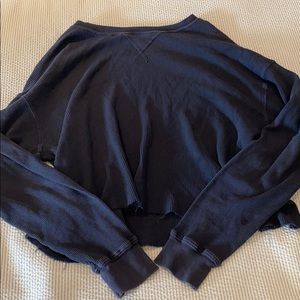 Brandy Melville Navy Blue Long Sleeve Waffle Top